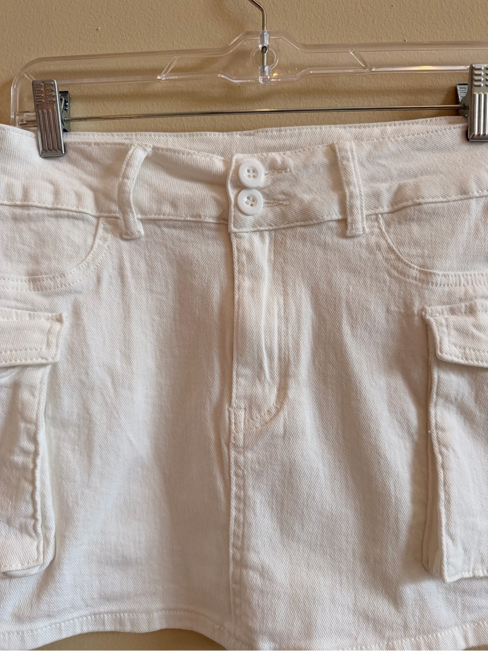 White Cargo Pocket Mini Skirt - Women's Casual High-Waist Style - Picture 5 of 11